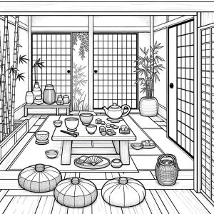 tea room zen coloring page
